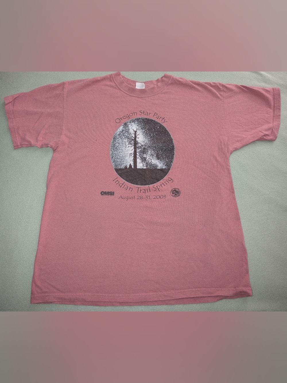 Vintage Anvil Y2K 2003 OMSI Rose City Astronomers Oregon Star Party Large Pink T